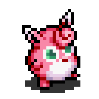 An animation of Wigglytuff, a Pokémon, walking.